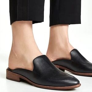 MADEWELL The Frances Leather Slip On Flat Loafer Mules